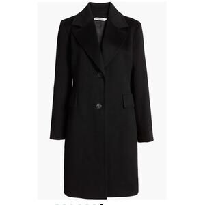 Fleurette Reed Wool Coat Notch Collar Loro Piana Black Women's Size 4 NWT